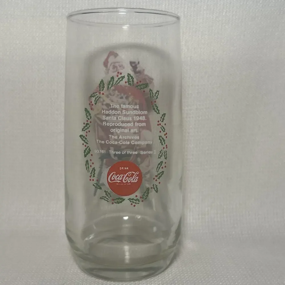 Set of 4 Christmas Coca Cola Haddon Sundblom Santa Clause Glasses Series 1 & 2